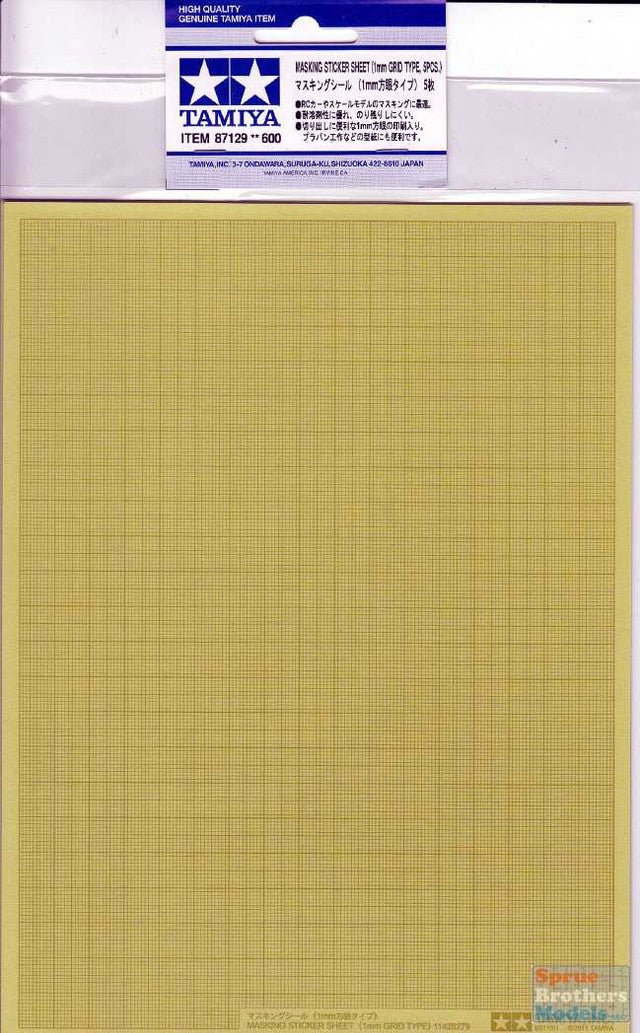 TAM87129 Tamiya Masking Sticker Sheet (5pcs) - 1mm Grid Type-Tamiya-ModelCars.com