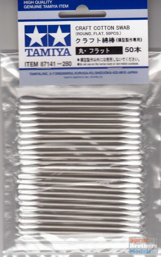 TAM87141 Tamiya Craft Cotton Swabs Round/Flat 50pcs-Tamiya-ModelCars.com