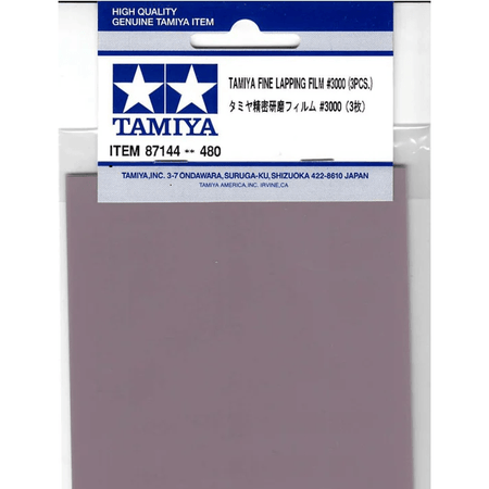 TAM87144 Tamiya Fine Lapping Film #3000 - 3pcs - Abrasive-Tamiya-ModelCars.com