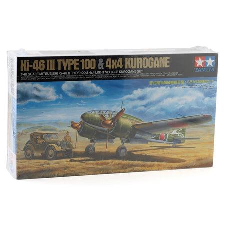 Tamiya 1/48 Mitsubishi Ki-46 III Type 100 & 4x4 Kurogane Plastic Vehicles Model Kit (Limited Edition)-Tamiya-ModelCars.com