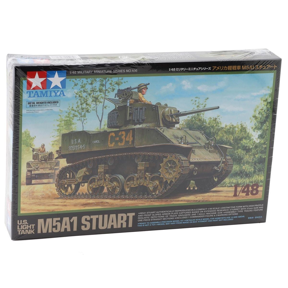 Tamiya 1/48 US light Tank M5A1 Stuart Plastic Model Kit - Tamiya - ModelCars.com