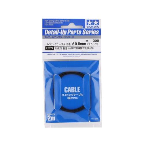 Tamiya Cable Outer Dia 0.8mm Black Tam12677-Tamiya-ModelCars.com