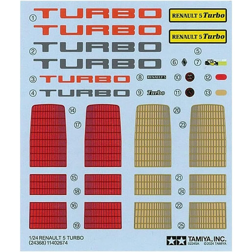 Tamiya Renault 5 Turbo 1/24 Scale Plastic Model Kit 24368 - Tamiya - ModelCars.com