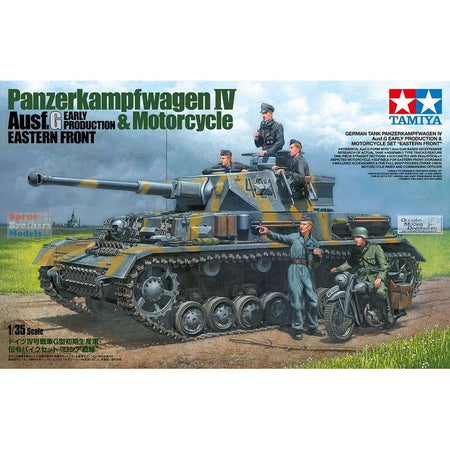 Tamiya - TAM25209 1:35 Tamiya Panzerkampfwagen IV Ausf.G Early & Motorcycle Eastern Front-Tamiya-ModelCars.com