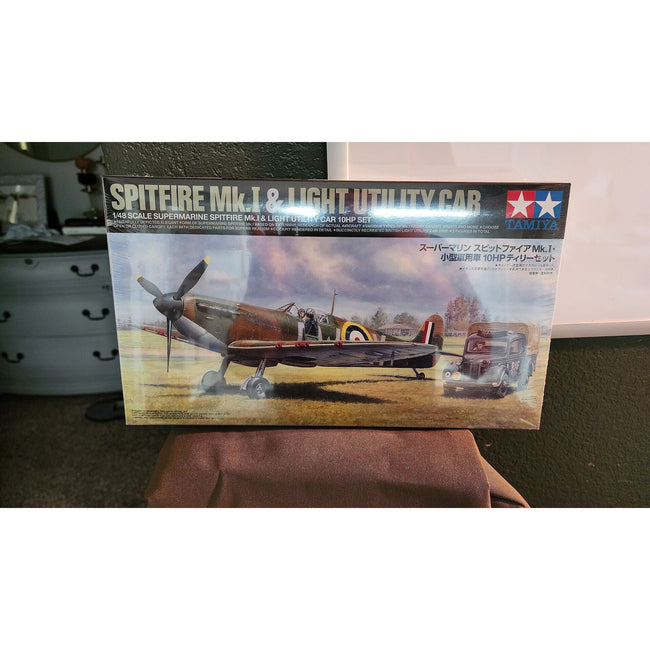 Tamiya - TAM25211 1:48 Tamiya Spitfire Mk.I & Light Utility Car-Tamiya-ModelCars.com