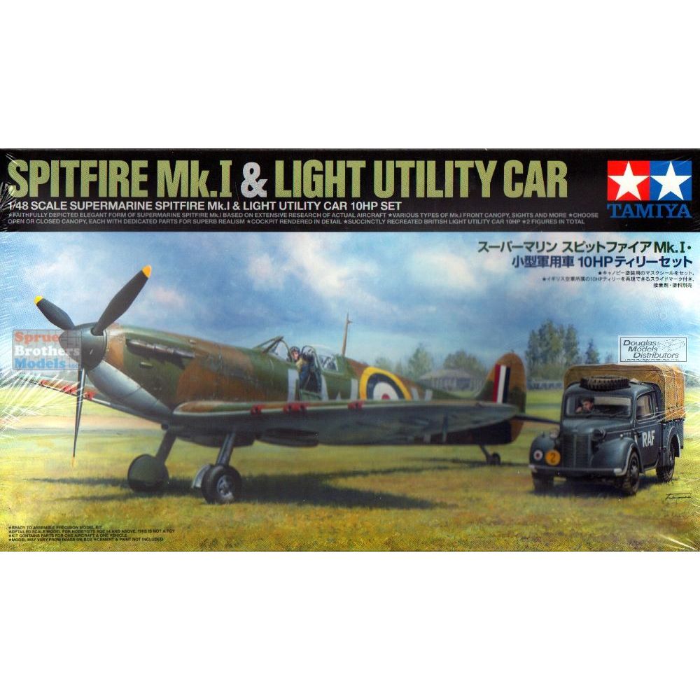 Tamiya - TAM25211 1:48 Tamiya Spitfire Mk.I & Light Utility Car-Tamiya-ModelCars.com