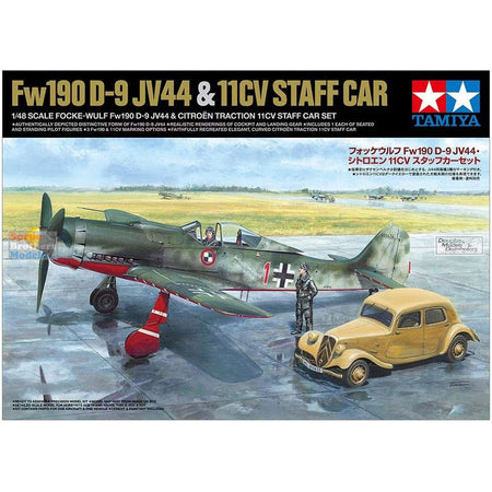 Tamiya - TAM25213 1:48 Tamiya Fw190D-9 JV44 & Citroen 11CV Staff Car [2 kits]-Tamiya-ModelCars.com