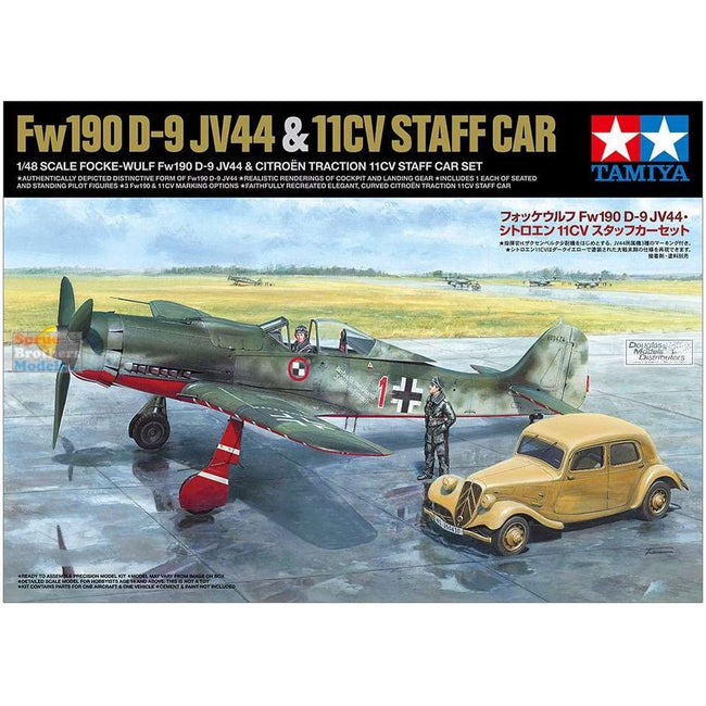 Tamiya - TAM25213 1:48 Tamiya Fw190D-9 JV44 & Citroen 11CV Staff Car [2 kits]-Tamiya-ModelCars.com