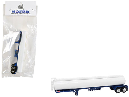 Tanker Trailer White and Blue 1/87 (HO) Scale Plastic Model by HO Logistics-HO Logistics Replicas-ModelCars.com
