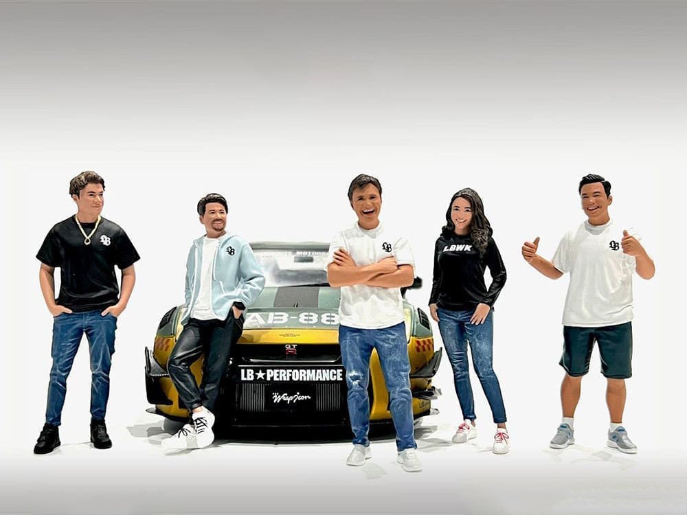 "Team Liberty Walk" 5 piece Figure Set for 1/18 Scale Models by American Diorama-American Diorama-ModelCars.com