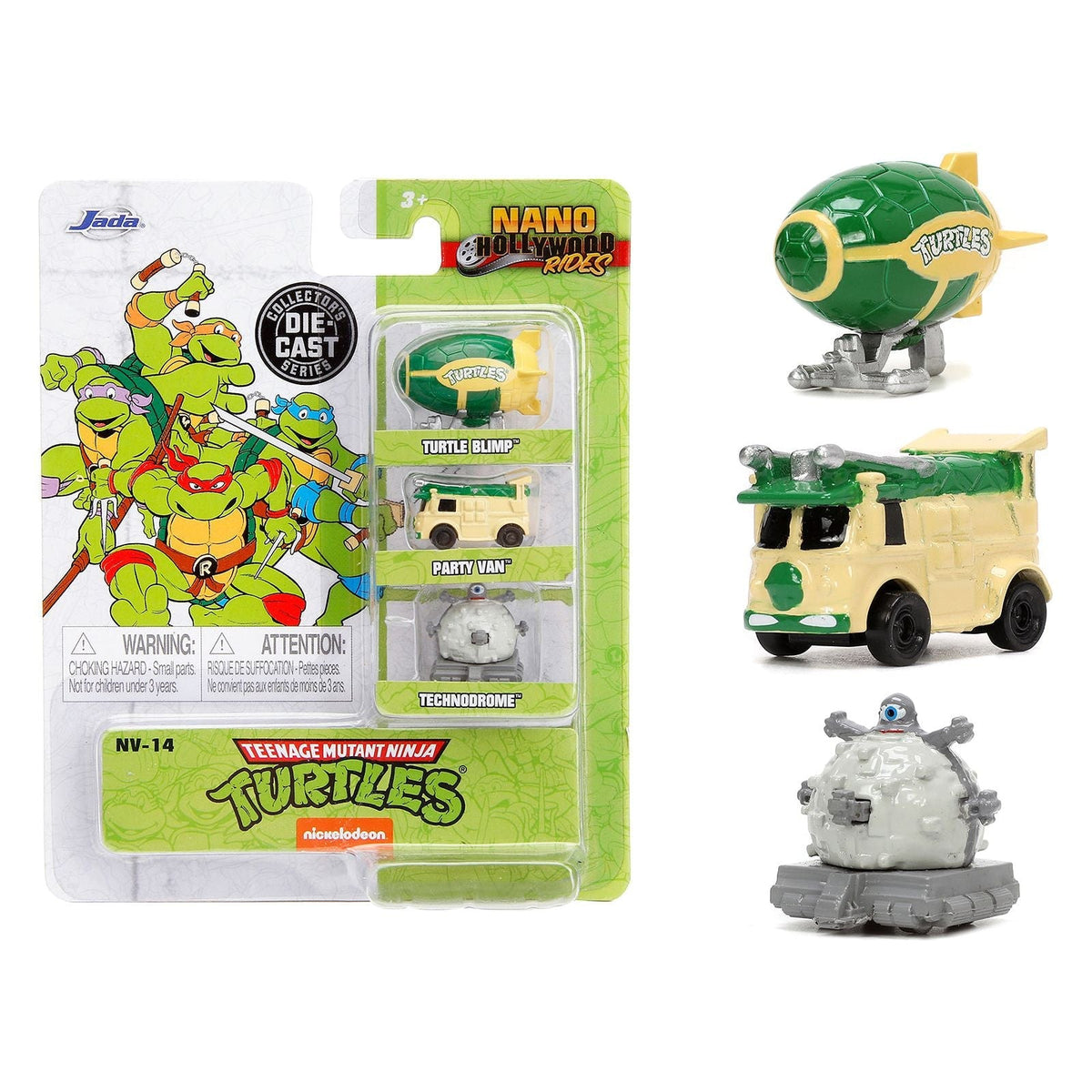"Teenage Mutant Ninja Turtles" 3 piece Set "Nickelodeon" "Nano Hollywood Rides" Series Diecast Model Cars by Jada-Jada-ModelCars.com