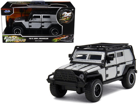Tej's Jeep Wrangler Custom Silver Metallic with Black Top and Roof Rack "Furious 7" (2015) Movie "25 Years of Fast & Furious" Series 1/32 Diecast Model Car by Jada-Jada-ModelCars.com