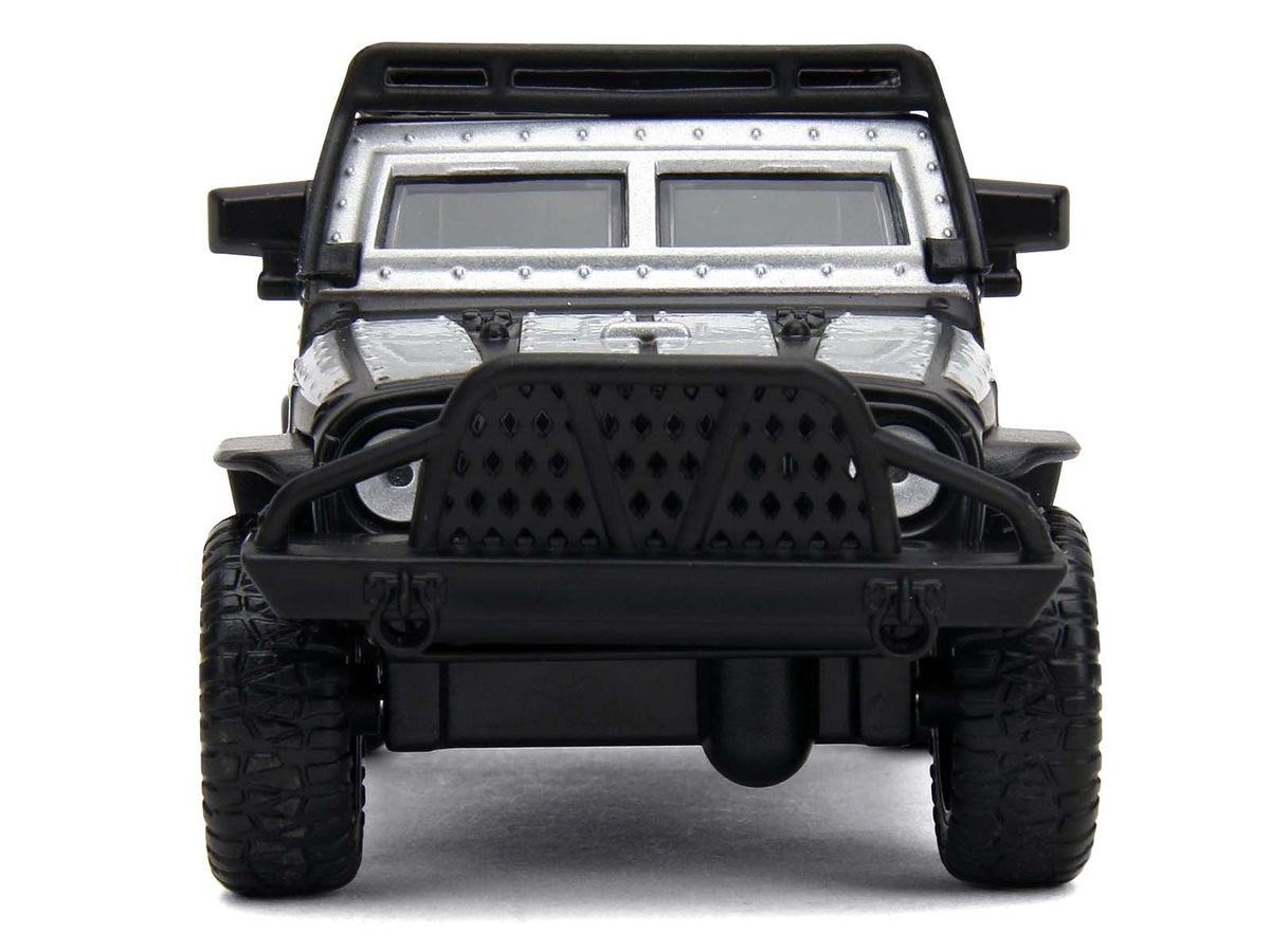 Tej's Jeep Wrangler Custom Silver Metallic with Black Top and Roof Rack "Furious 7" (2015) Movie "25 Years of Fast & Furious" Series 1/32 Diecast Model Car by Jada-Jada-ModelCars.com