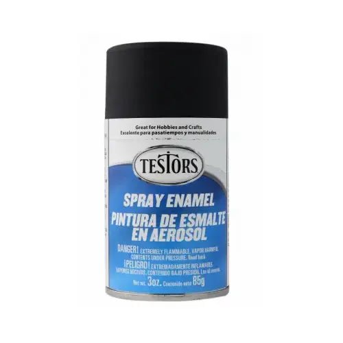 Testors Flat Black Spray Paint - Enamel - 3oz-Testors-ModelCars.com