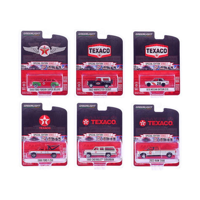 "Texaco Special Edition" Series 1 Set of 6 pieces 1/64 Diecast Model Cars by Greenlight-Greenlight-ModelCars.com