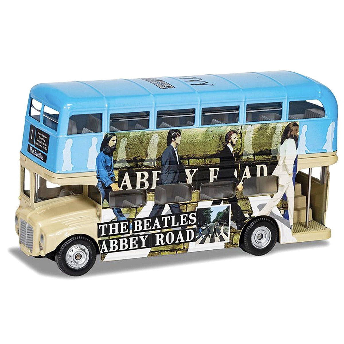 The Beatles London Double Decker Bus "Abbey Road" Blue and Beige Diecast Model Car by Corgi-Corgi-ModelCars.com