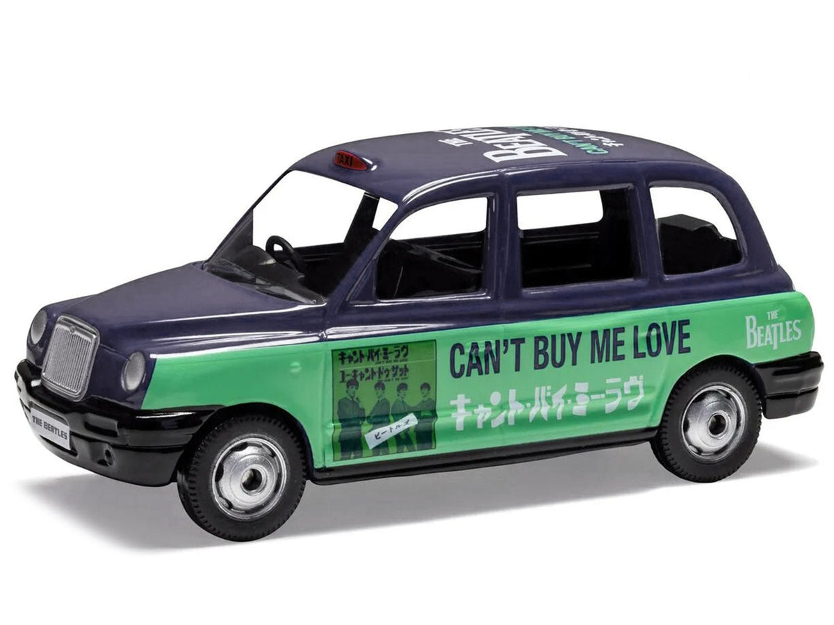 The Beatles London Taxi RHD (Right Hand Drive) "Can't Buy Me Love" Blue and Green with Graphics Diecast Model by Corgi-Corgi-ModelCars.com