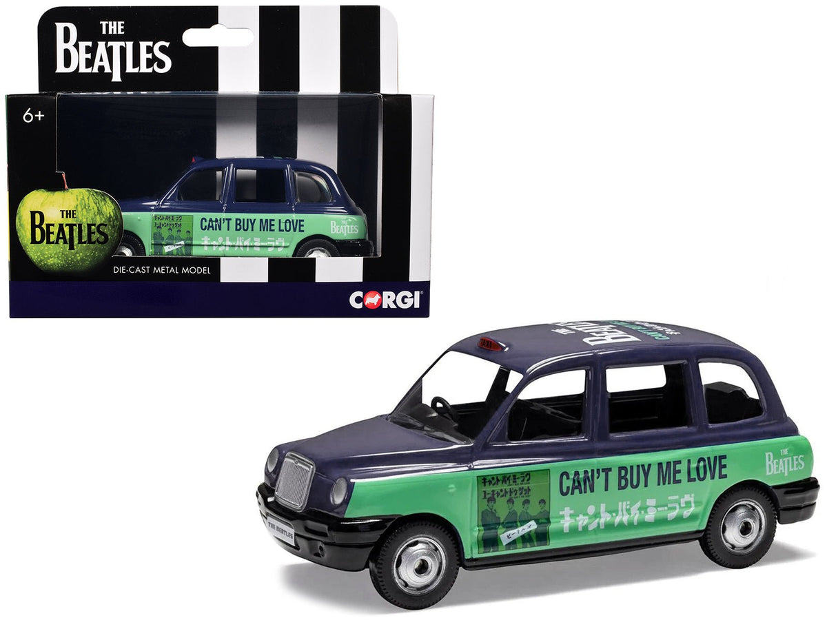 The Beatles London Taxi RHD (Right Hand Drive) "Can't Buy Me Love" Blue and Green with Graphics Diecast Model by Corgi-Corgi-ModelCars.com