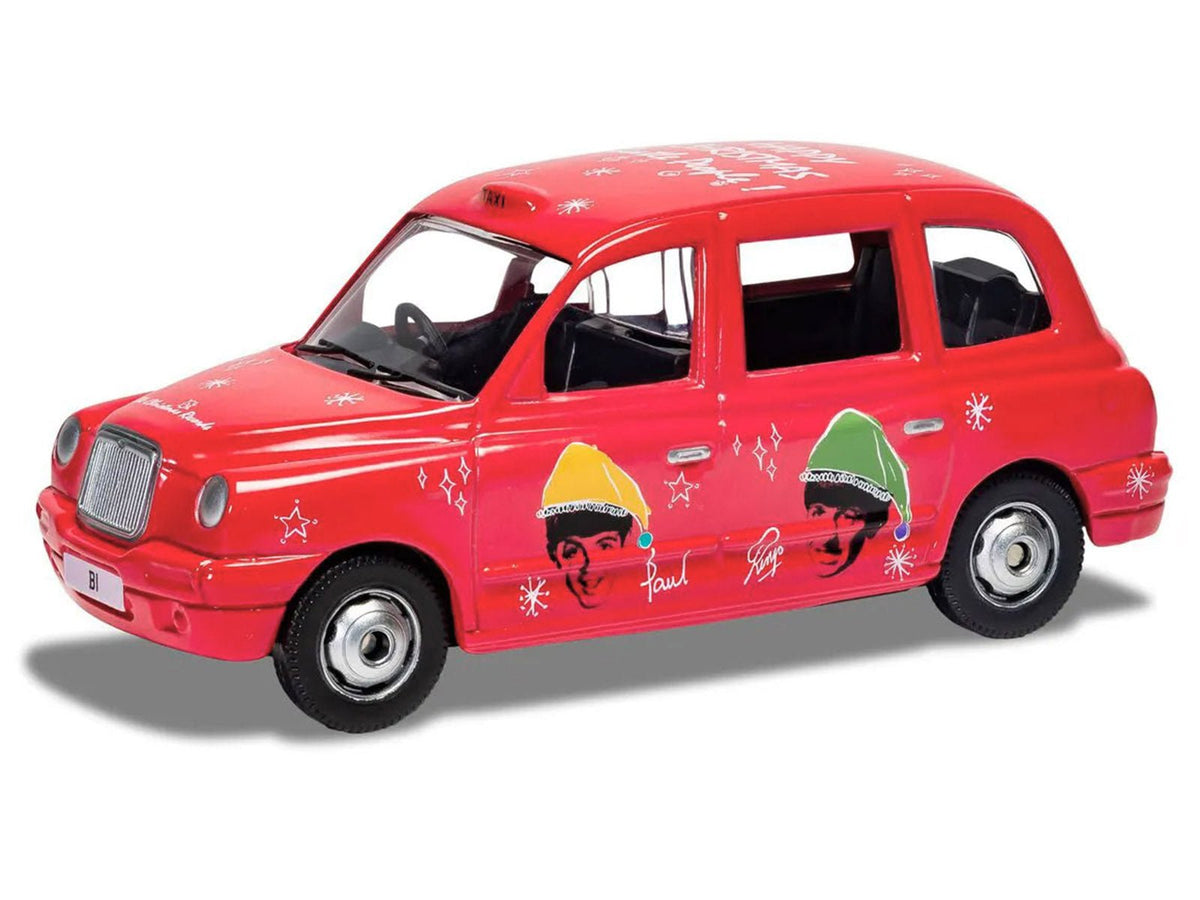 The Beatles London Taxi RHD (Right Hand Drive) "Christmas Taxi" Red with Graphics Diecast Model by Corgi-Corgi-ModelCars.com
