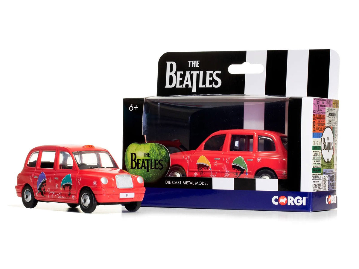 The Beatles London Taxi RHD (Right Hand Drive) "Christmas Taxi" Red with Graphics Diecast Model by Corgi-Corgi-ModelCars.com