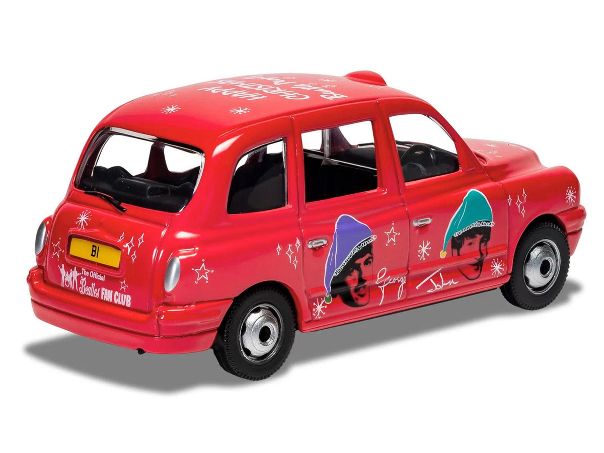 The Beatles London Taxi RHD (Right Hand Drive) "Christmas Taxi" Red with Graphics Diecast Model by Corgi-Corgi-ModelCars.com