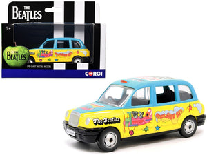 The Beatles London Taxi RHD (Right Hand Drive) "Hello Goodbye" Blue and Yellow with Graphics Diecast Model by Corgi