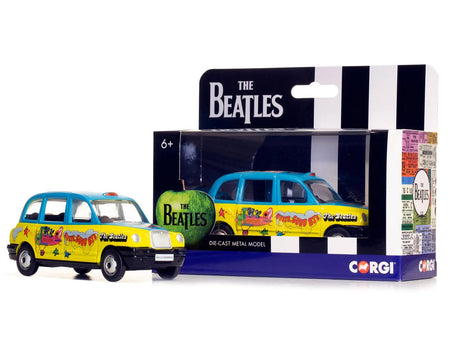 The Beatles London Taxi RHD (Right Hand Drive) "Hello Goodbye" Blue and Yellow with Graphics Diecast Model by Corgi-Corgi-ModelCars.com