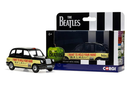 The Beatles London Taxi RHD (Right Hand Drive) "I Want To Hold Your Hand" Black and Cream with Graphics Diecast Model by Corgi-Corgi-ModelCars.com