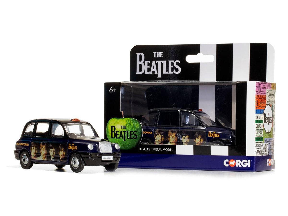 The Beatles London Taxi RHD (Right Hand Drive) "Lady Madonna" Black and Dark Blue with Graphics Diecast Model by Corgi-Corgi-ModelCars.com