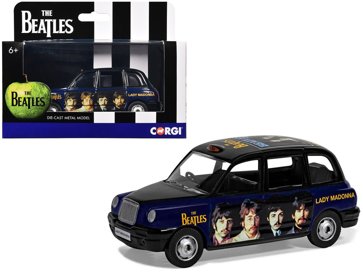 The Beatles London Taxi RHD (Right Hand Drive) "Lady Madonna" Black and Dark Blue with Graphics Diecast Model by Corgi-Corgi-ModelCars.com