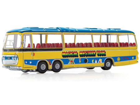 The Beatles "Magical Mystery Tour" Bus Yellow with Blue Top and Graphics Diecast Model Car by Corgi-Corgi-ModelCars.com