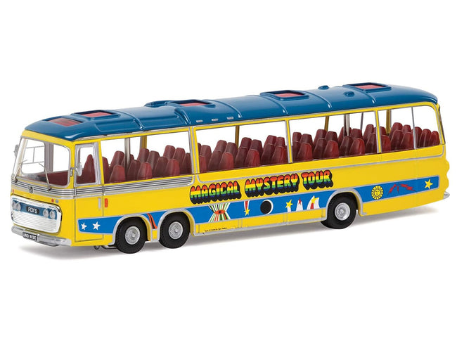 The Beatles "Magical Mystery Tour" Bus Yellow with Blue Top and Graphics Diecast Model Car by Corgi-Corgi-ModelCars.com