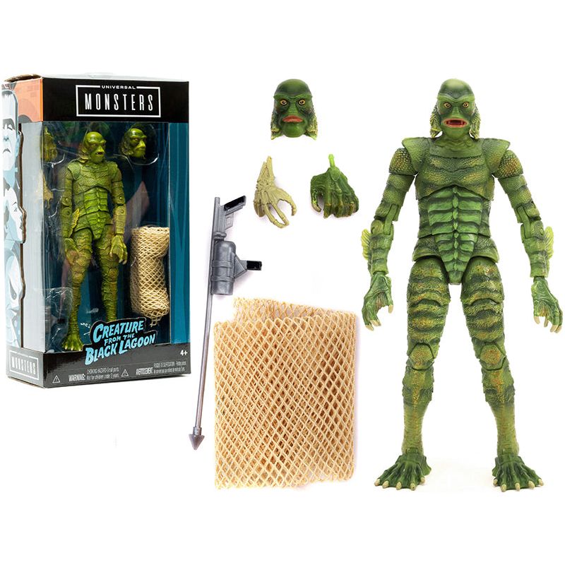 The Creature from the Black Lagoon 6.75" Moveable Figurine with Spear Gun and Fishing Net and Alternate Head and Hands "Universal Monsters" Series by Jada - Jada - ModelCars.com