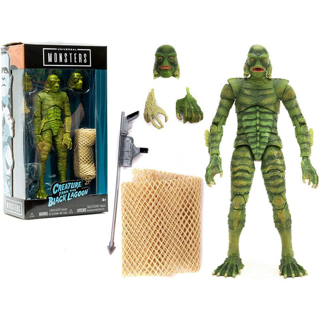 The Creature from the Black Lagoon 6.75" Moveable Figurine with Spear Gun and Fishing Net and Alternate Head and Hands "Universal Monsters" Series by Jada - Jada - ModelCars.com