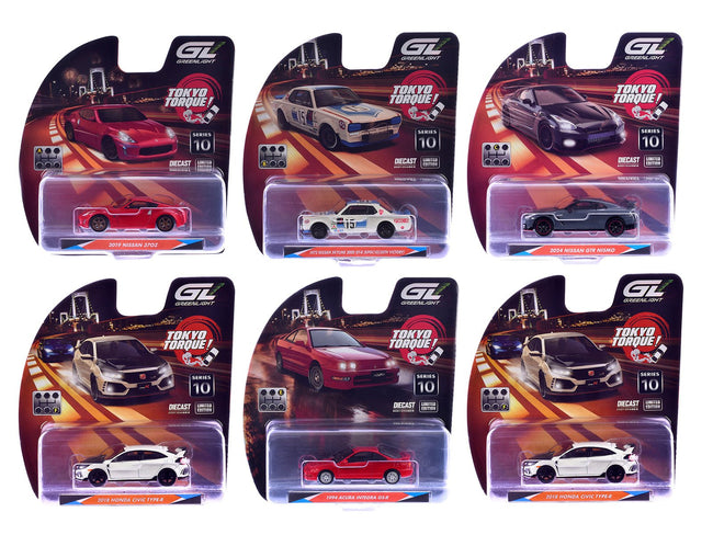 "Tokyo Torque" Series 10 Set of 6 pieces 1/64 Diecast Model Cars by Greenlight-Greenlight-ModelCars.com