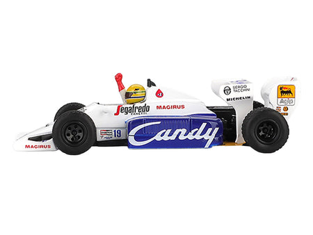 Toleman TG184 19 Ayrton Senna 2nd Place Formula One F1 "Monaco GP" (1984) with Driver Figure Limited Edition 1/64 Diecast Model Car by Mini GT-Mini GT-ModelCars.com