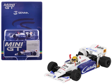 Toleman TG184 19 Ayrton Senna 2nd Place Formula One F1 "Monaco GP" (1984) with Driver Figure Limited Edition 1/64 Diecast Model Car by Mini GT-Mini GT-ModelCars.com