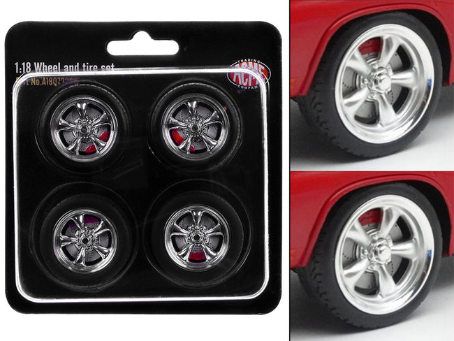 "Torque Thrust" Wheel and Tire Set of 4 pieces from "1967 Chevrolet C-10 Custom Pickup Truck" for 1/18 Scale Models by ACME-Acme-ModelCars.com