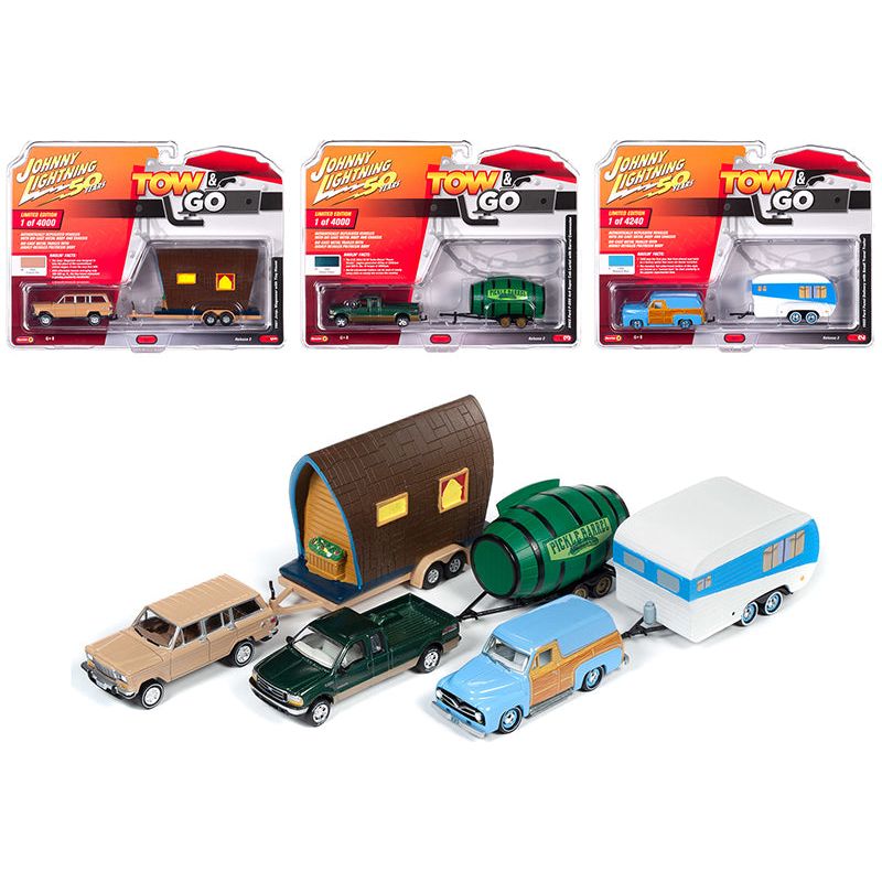 "Tow & Go" Set A of 3 Cars Series 2 "Johnny Lightning 50 Years" 1/64 Diecast Model Cars by Johnny Lightning-Johnny Lightning-ModelCars.com
