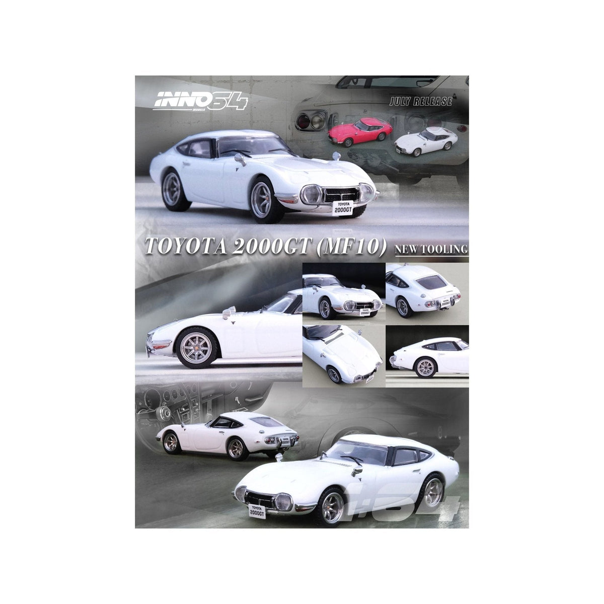 Toyota 2000GT (MF10) RHD (Right Hand Drive) Pegasus White 1/64 Diecast Model Car by Inno Models-Inno Models-ModelCars.com