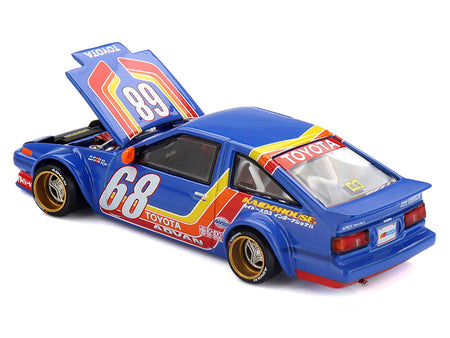 Toyota AE86 Sprinter Trueno "Kaido Racing V1" RHD (Right Hand Drive) #68 Blue with Stripes (Designed by Jun Imai) "Kaido House" Special 1/64 Diecast Model Car by Mini GT-Mini GT-ModelCars.com