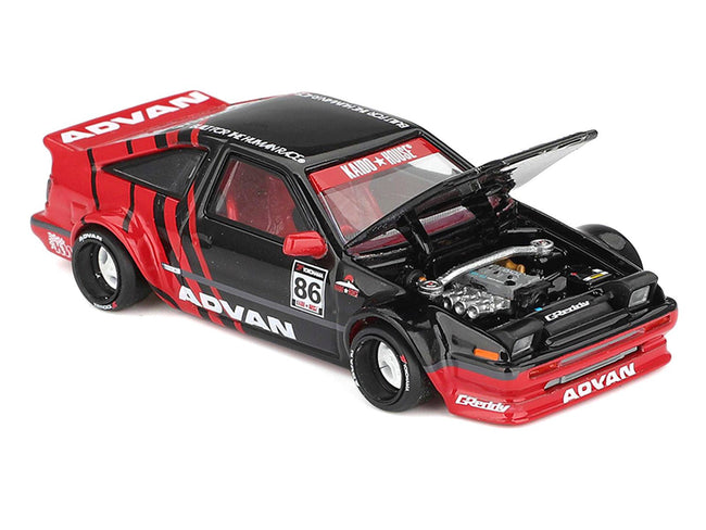 Toyota AE86 Sprinter Trueno RHD (Right Hand Drive) #86 "Kaido ADVAN" Black and Red (Designed by Jun Imai) "Kaido House" Special 1/64 Diecast Model Car by Mini GT-Mini GT-ModelCars.com