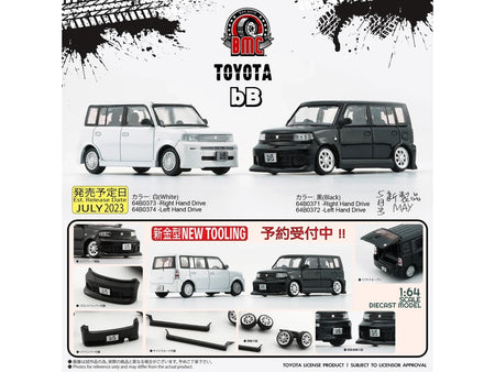 Toyota bB 2000 Van Black with Extra Accessories 1/64 Diecast Model Car by BM Creations-BM Creations-ModelCars.com
