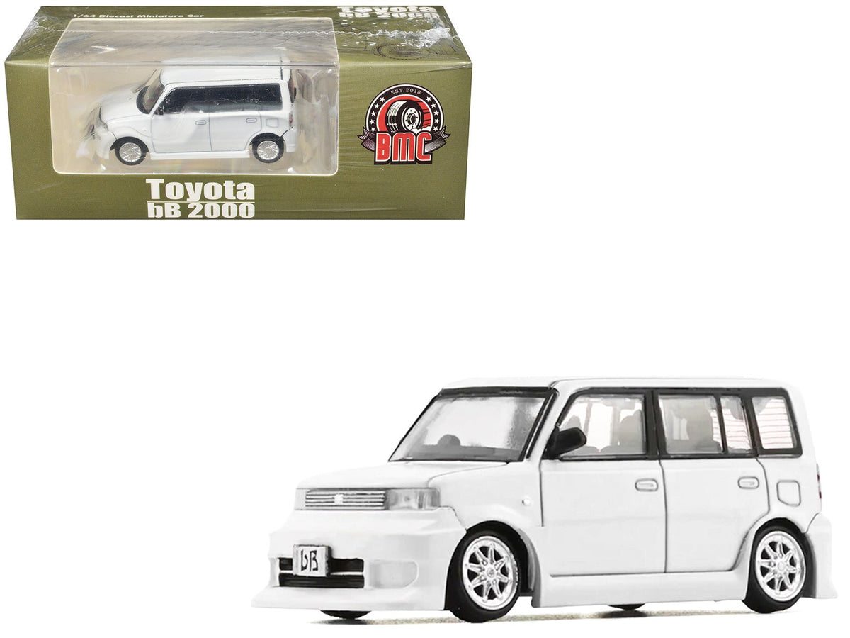 Toyota bB 2000 Van White with Extra Accessories 1/64 Diecast Model Car by BM Creations-BM Creations-ModelCars.com