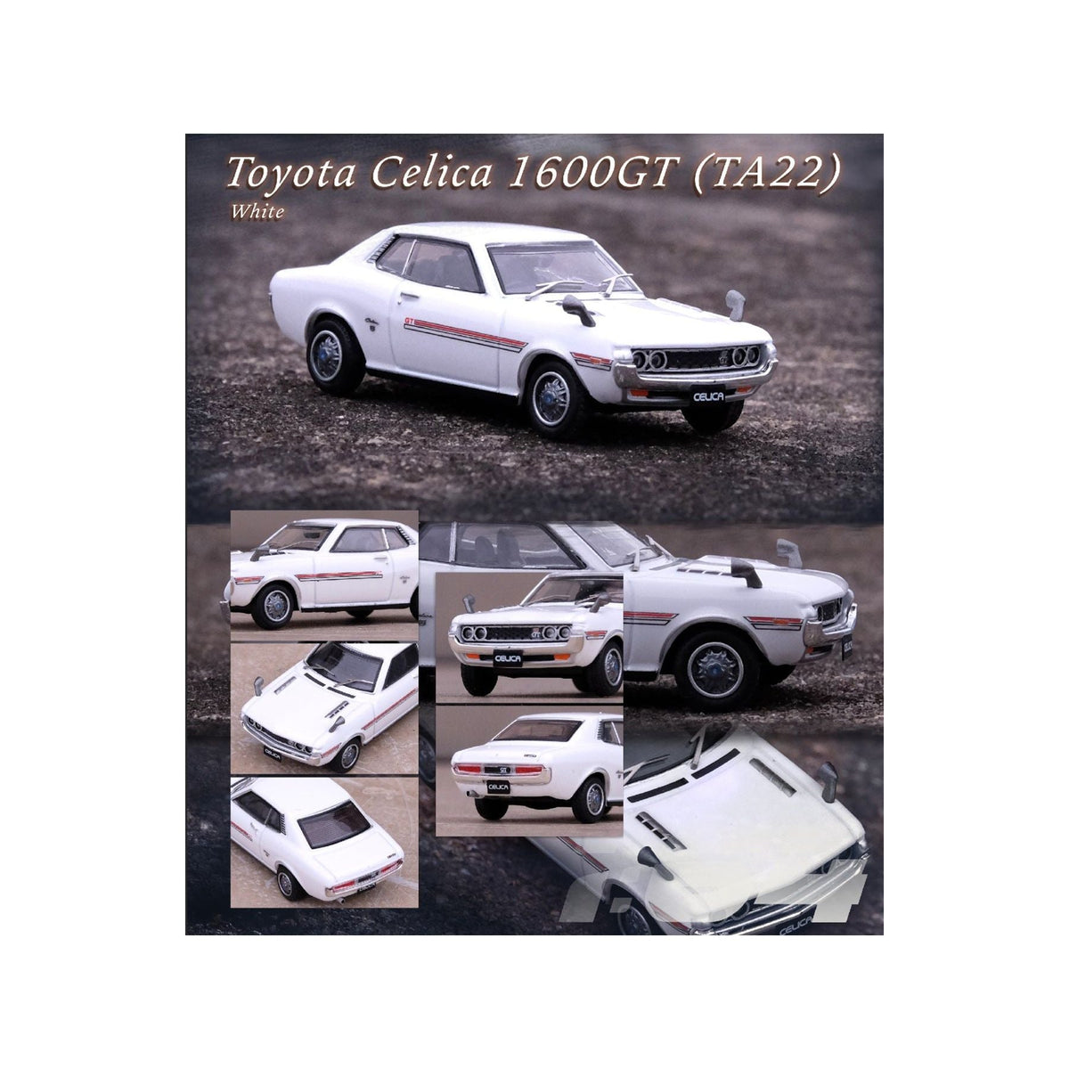 Toyota Celica 1600GT (TA22) RHD (Right Hand Drive) White with Red Stripes 1/64 Diecast Model Car by Inno Models-Inno Models-ModelCars.com