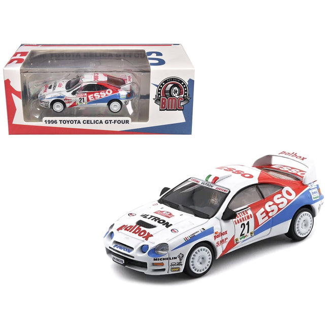 Toyota Celica GT-Four #21 Gilberto Pianezzola - Loris Roggia "Rallye Sanremo - Rallye d'Italia" (1996) with Extra Wheels 1/64 Diecast Model Car by BM Creations-BM Creations-ModelCars.com