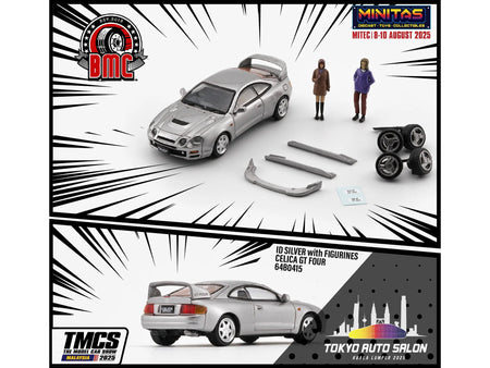 Toyota Celica GT-Four RHD (Right Hand Drive) ID Silver Metallic with 2 Figures and Accessories 1/64 Diecast Model Car by BM Creations-BM Creations-ModelCars.com