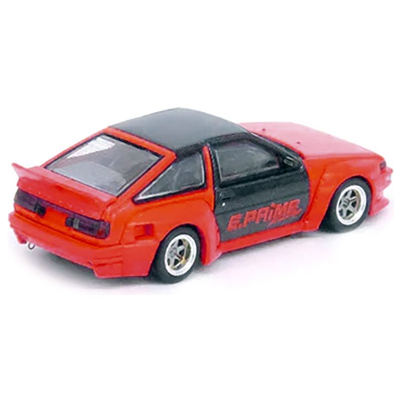 Toyota Corolla AE86 Trueno RHD (Right Hand Drive) Orange with Carbon Fibre Top and Doors "E. Prime Racing - Pandem/Rocket Bunny" 1/64 Diecast Model Car by Inno Models - Inno Models - ModelCars.com