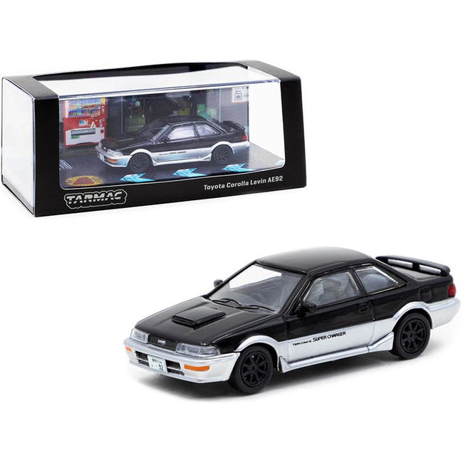 Toyota Corolla Levin AE92 Black and Silver 1/64 Diecast Model Car by Tarmac Works - Tarmac Works - ModelCars.com