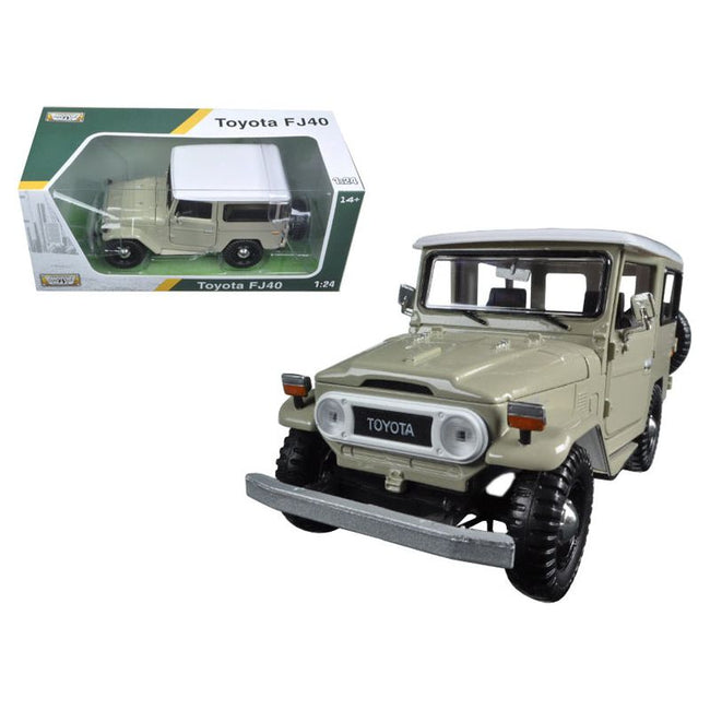 Toyota FJ40 Beige with White Top 1/24 Diecast Model Car by Motormax - Motormax - ModelCars.com
